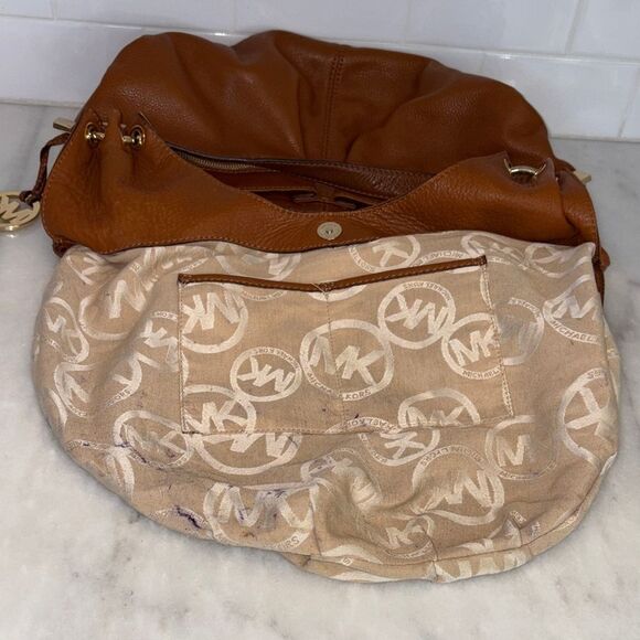 Michael Kors Bag Purse Handbag Leather Layton Pebbled Hobo Shoulder Pocketbook - Picture 14 of 16